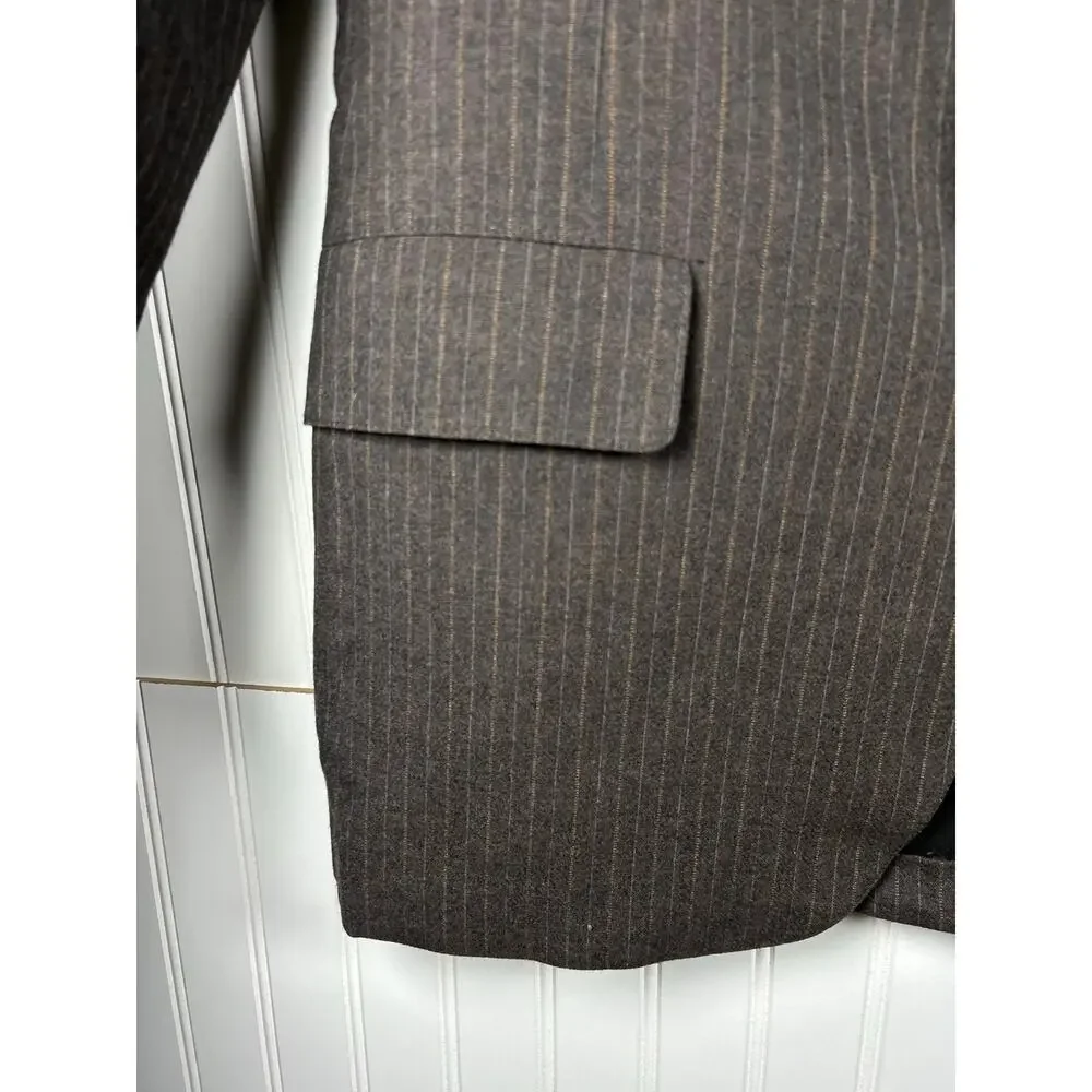 VTG Austin Reed PURE VIRGIN WOOL 40 R Mens brown Blazer Sport Coat pencil stripe